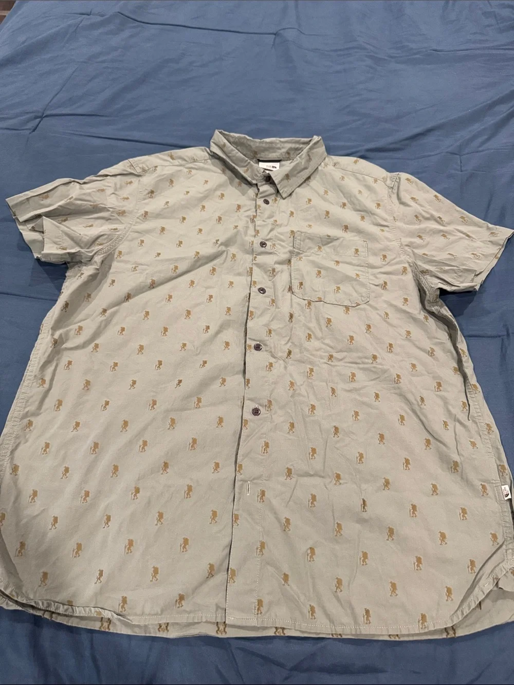 The North Face Light Green Short-Sleeve Button-Up Shirt with green Motif